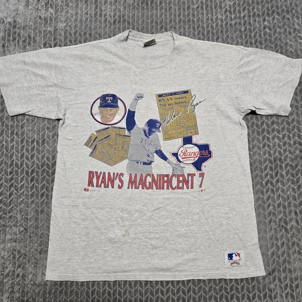 Vintage Nolan Ryan Nutmeg Shirt XL Texas Rangers 1991 Single Stitch 7th No-No